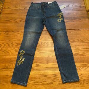 NYDJ Alina Leggings Gold Embroidery Size 4